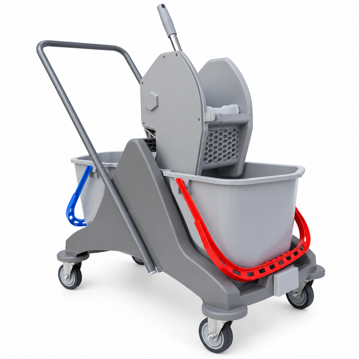 Double Bucket Wringer Trolley - 30 Liters - Grey