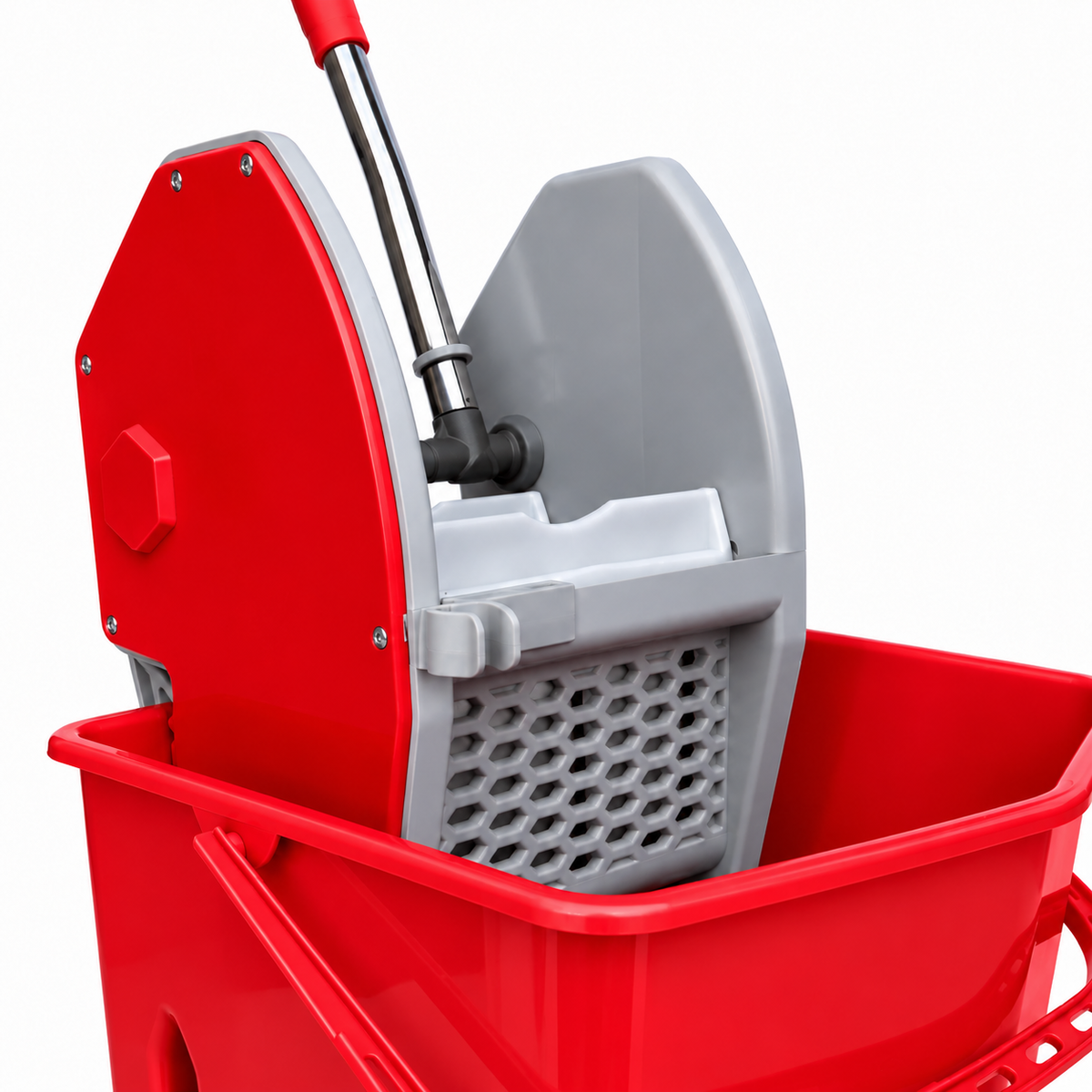Single Bucket Wringer Trolley - 25 - Red