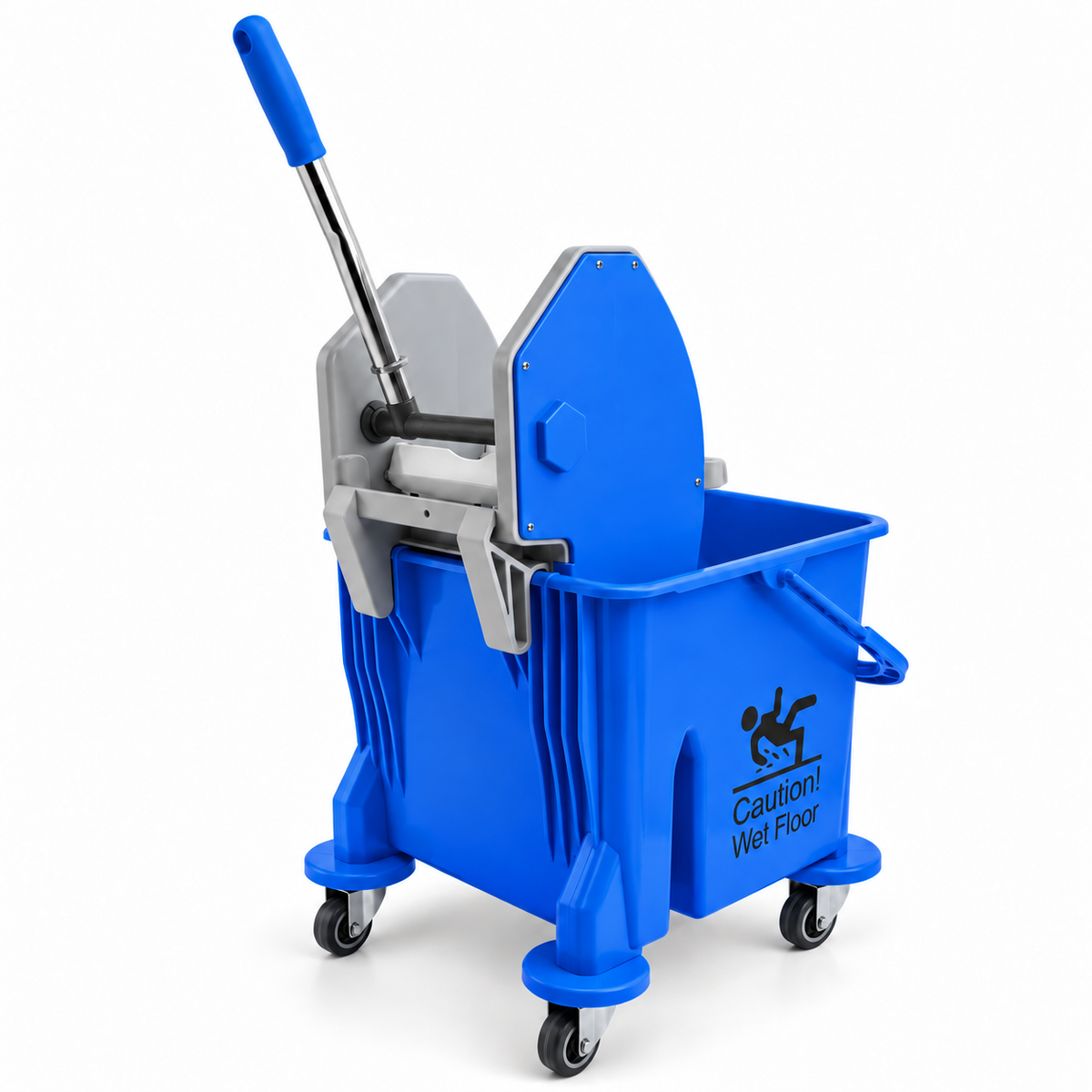 Single Bucket Wringer Trolley - 25 Liters - Blue