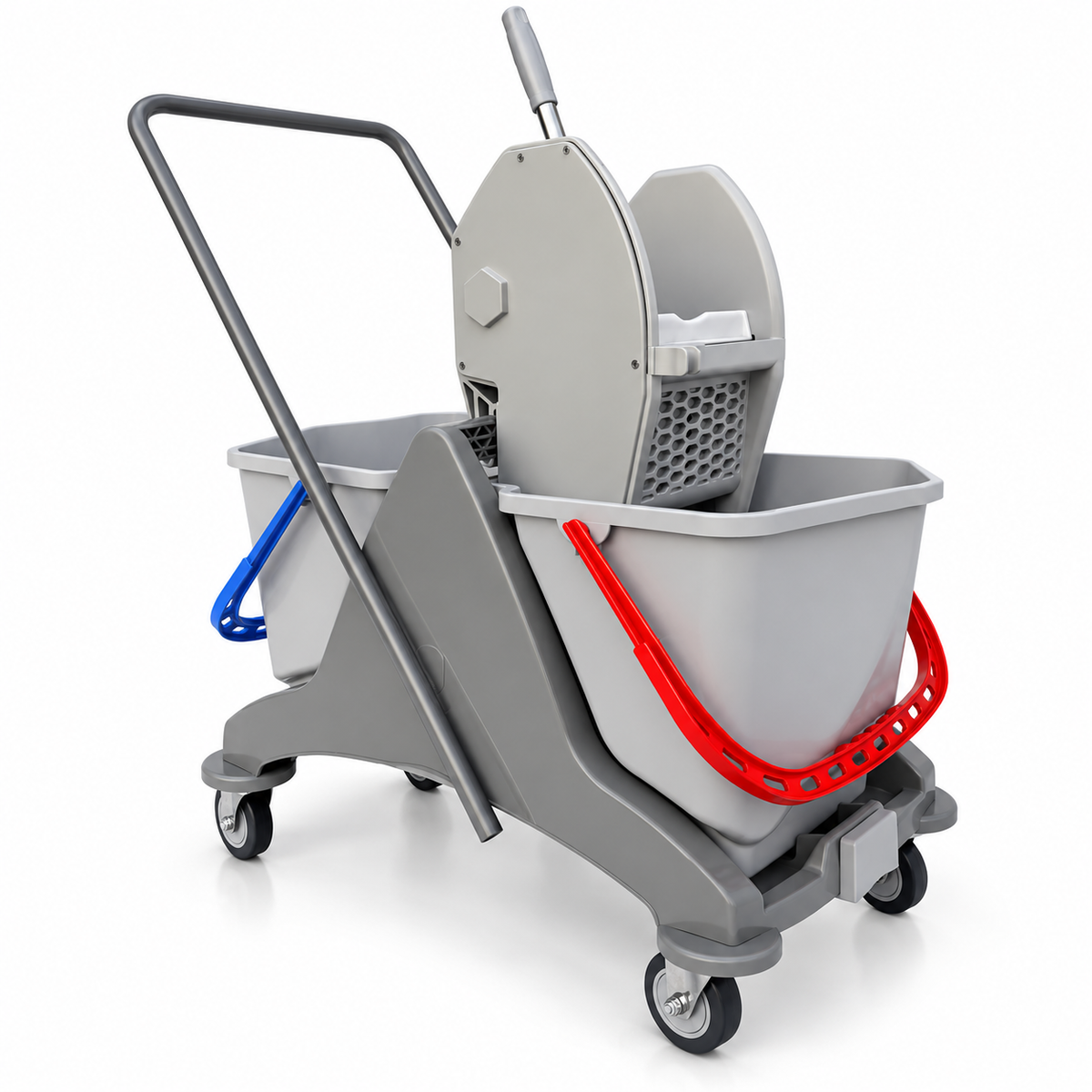 Double Bucket Wringer Trolley - 50 Liters - Grey