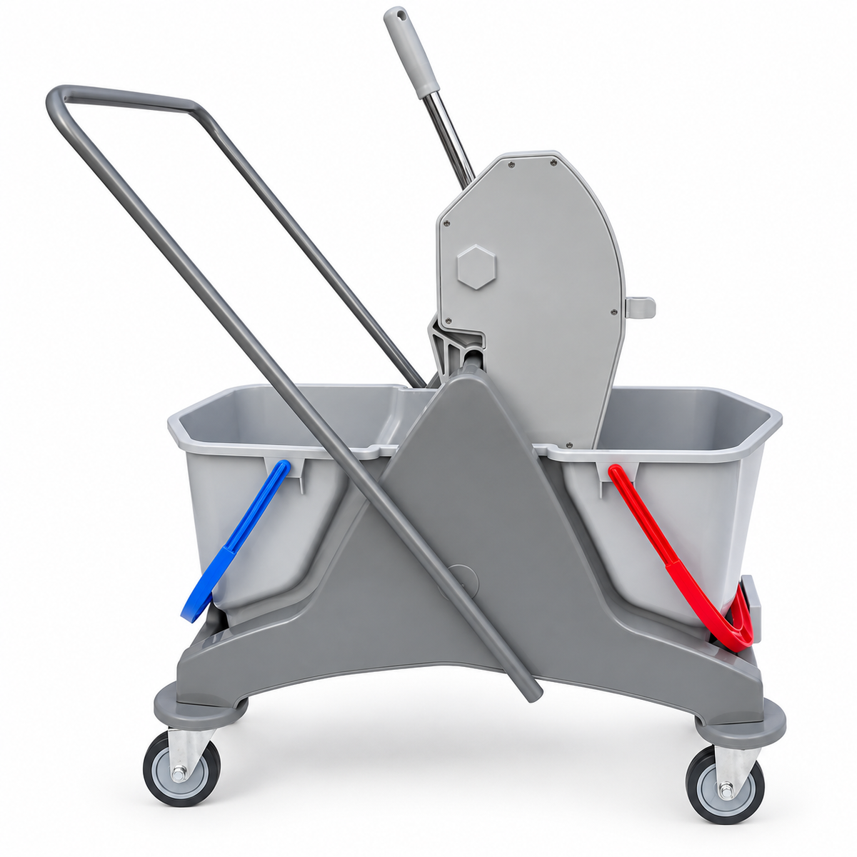 Double Bucket Wringer Trolley - 30 Liters - Blue/Red
