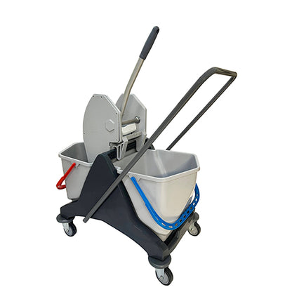 Double Bucket Wringer Trolley - 30 - Grey