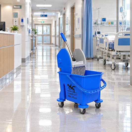 Single Bucket Wringer Trolley - 25 Liters - Blue