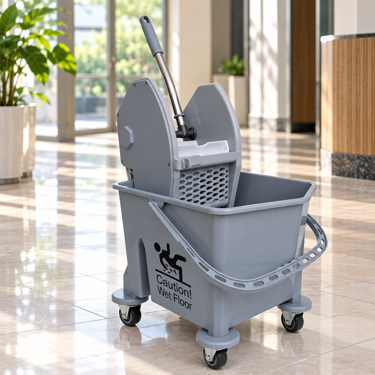 Single Bucket Wringer Trolley - 25 - Grey