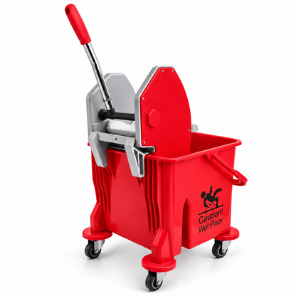 Single Bucket Wringer Trolley - 25 - Red