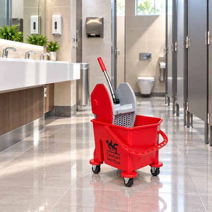 Single Bucket Wringer Trolley - 25 - Red